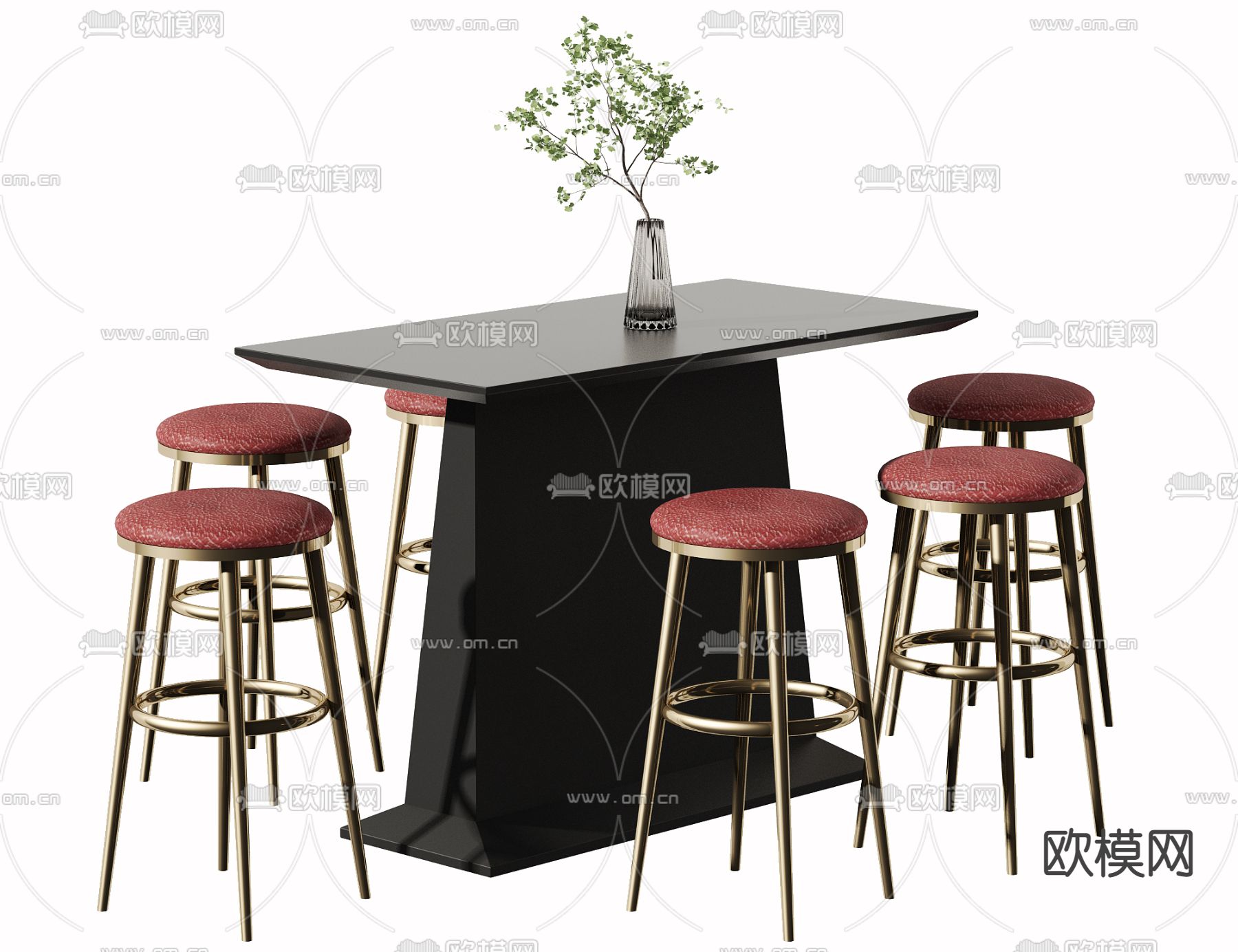 工业风吧台 吧椅3d模型下载