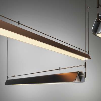  长条吊灯 办公吊灯su模型 