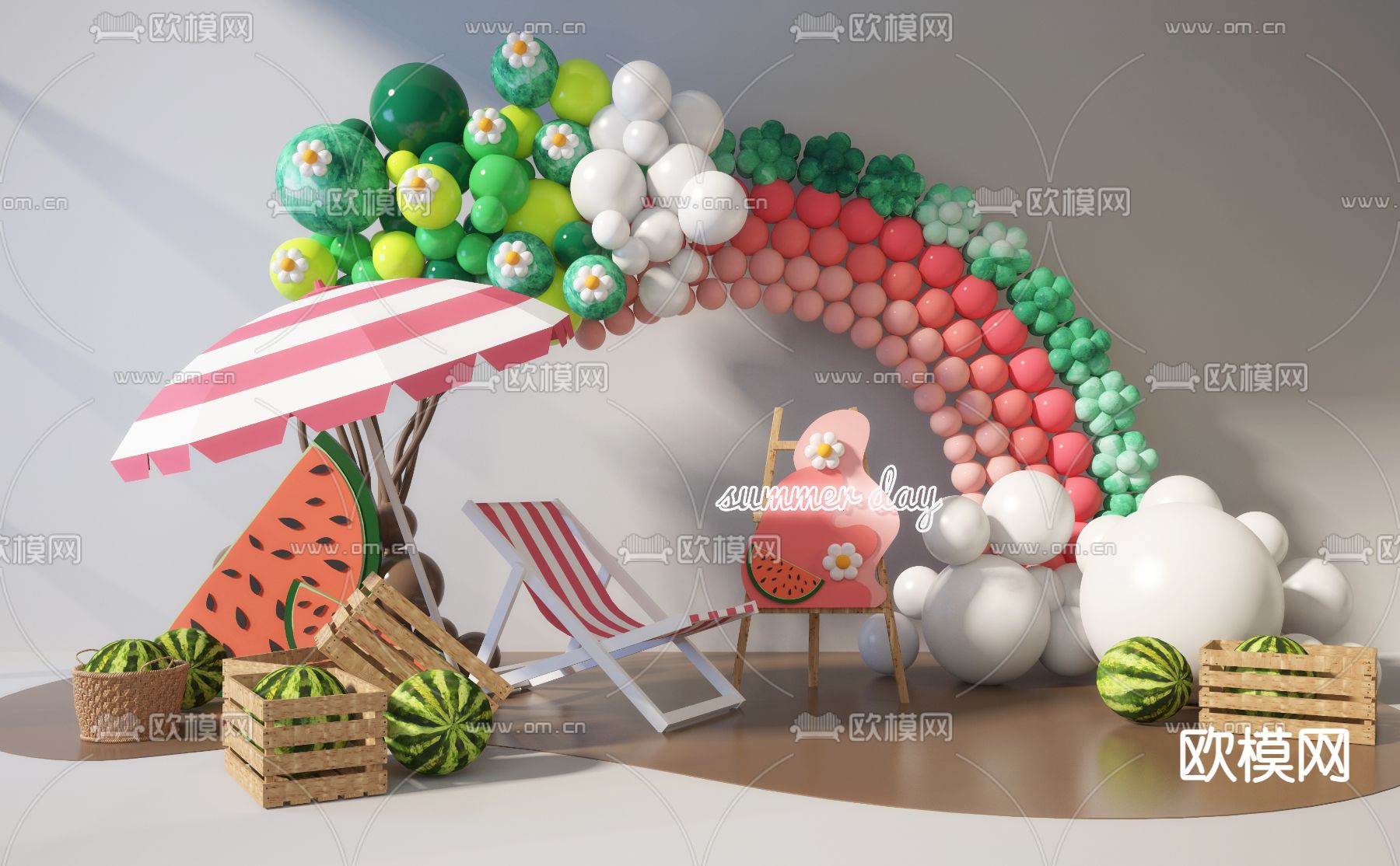 现代气球派对美陈su模型下载（渲染图1）