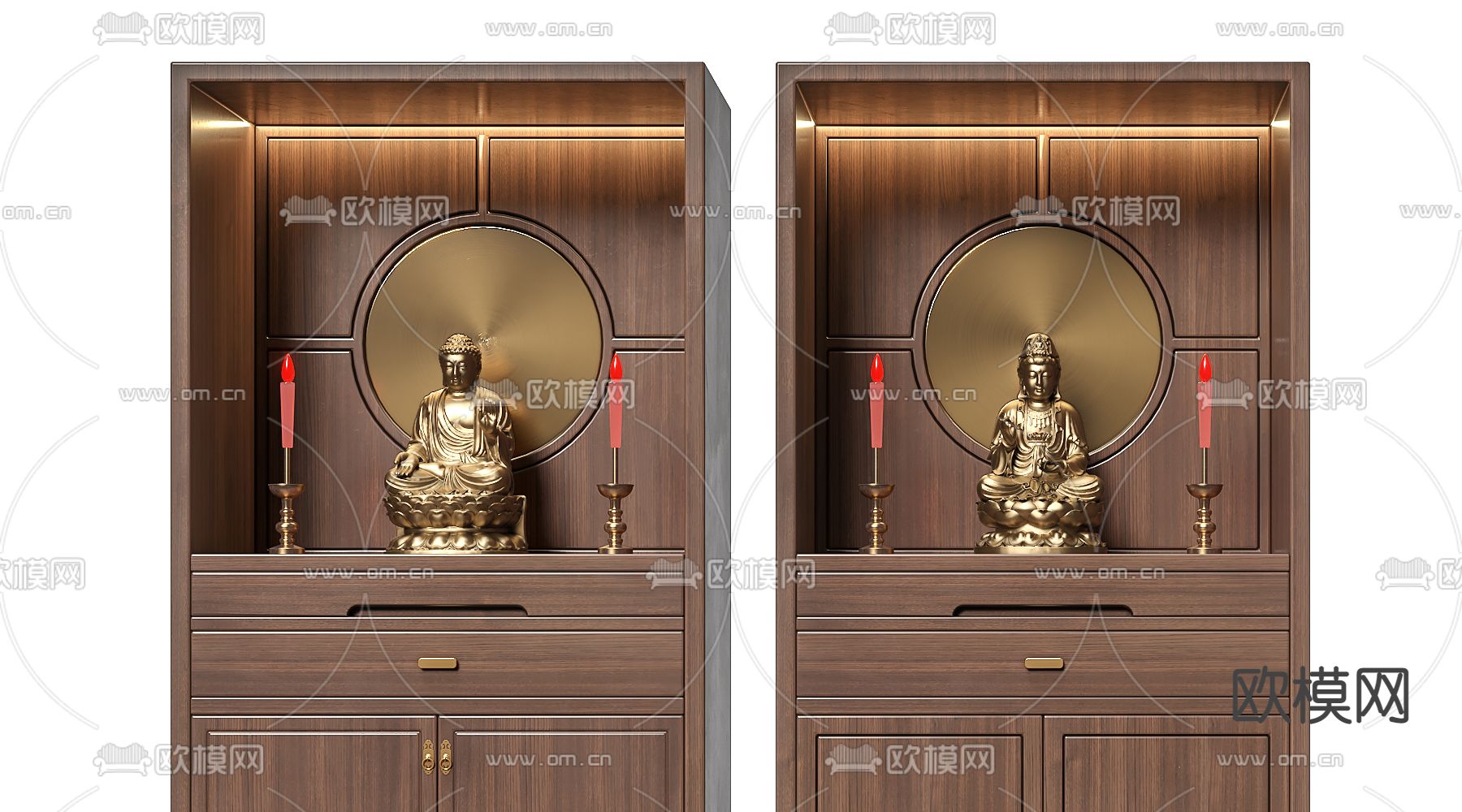 新中式佛龛 神龛 神柜3d模型下载（渲染图2）