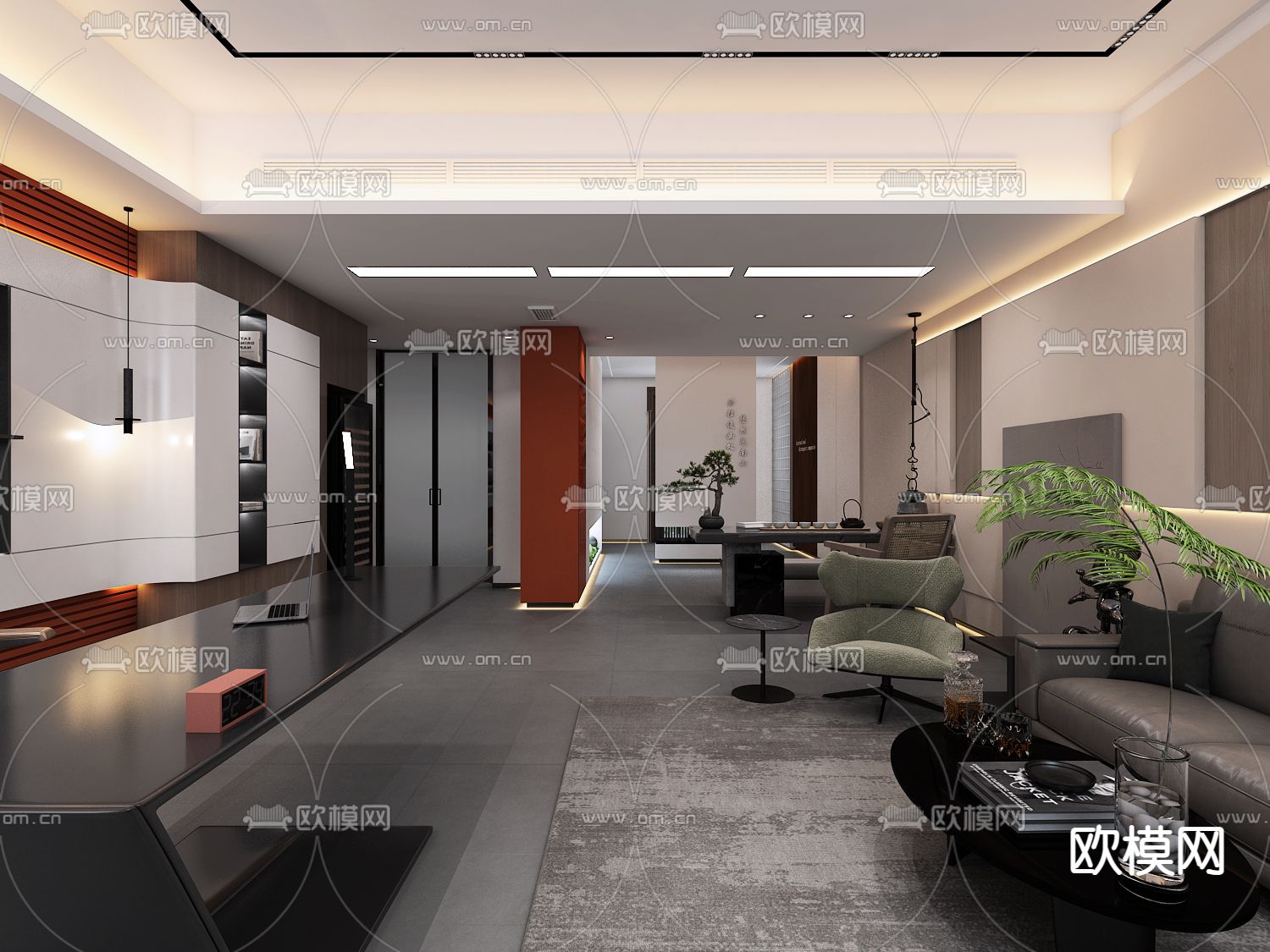 简约办公室免费3d模型下载（渲染图8）