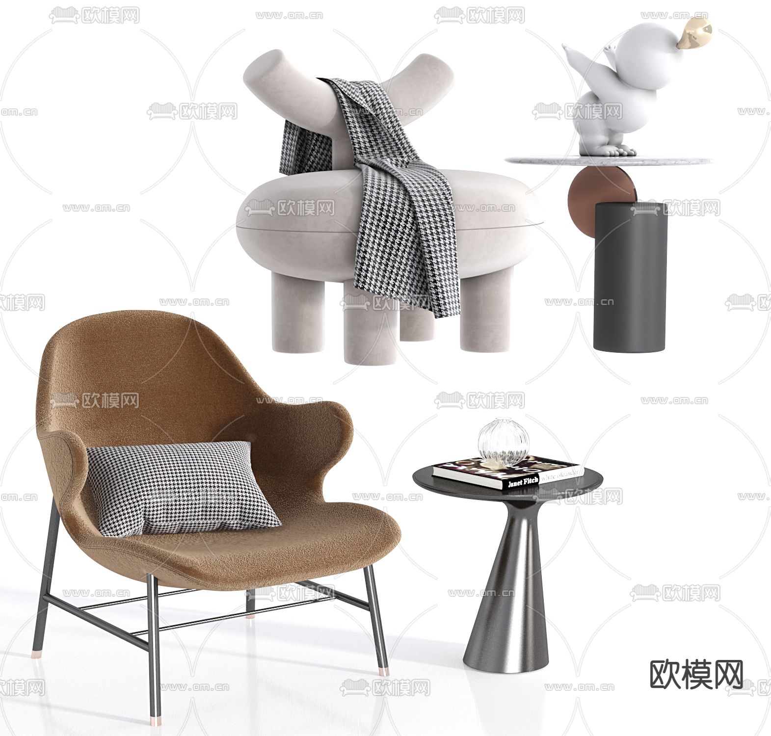 现代休闲桌椅3d模型下载