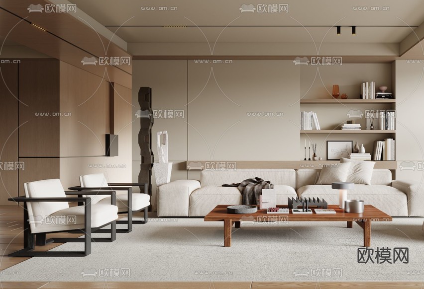 现代客厅3d模型下载(渲染图2)