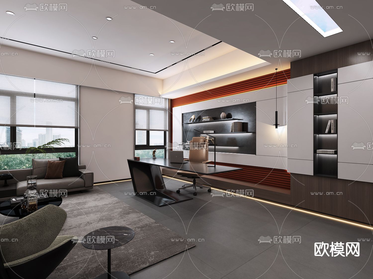 简约办公室免费3d模型下载（渲染图4）