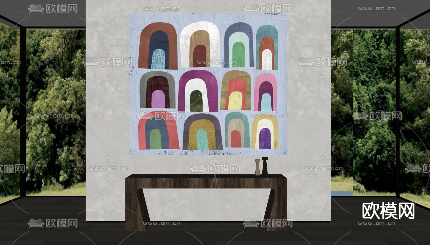 侘寂风 抽象挂画 装饰画su模型