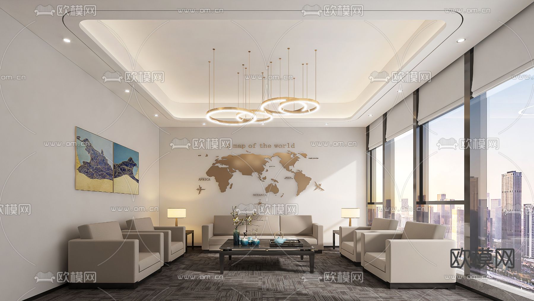 公司接待室 会客室su模型下载