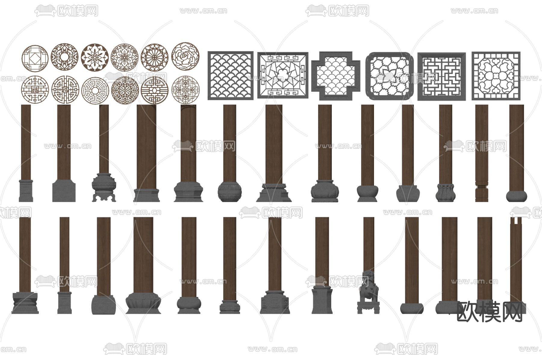 柱础 柱子 石鼓su模型