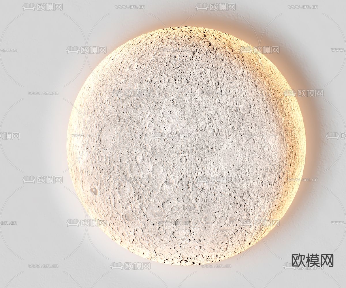 月球壁灯 石膏壁灯3d模型下载（渲染图2）