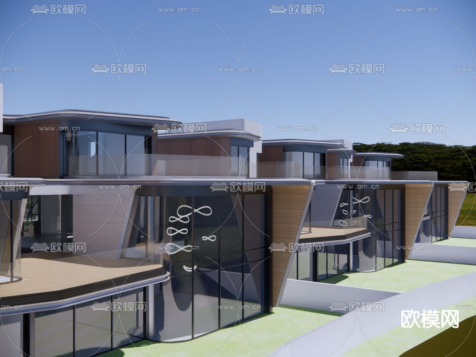 联排别墅su模型下载（渲染图1）