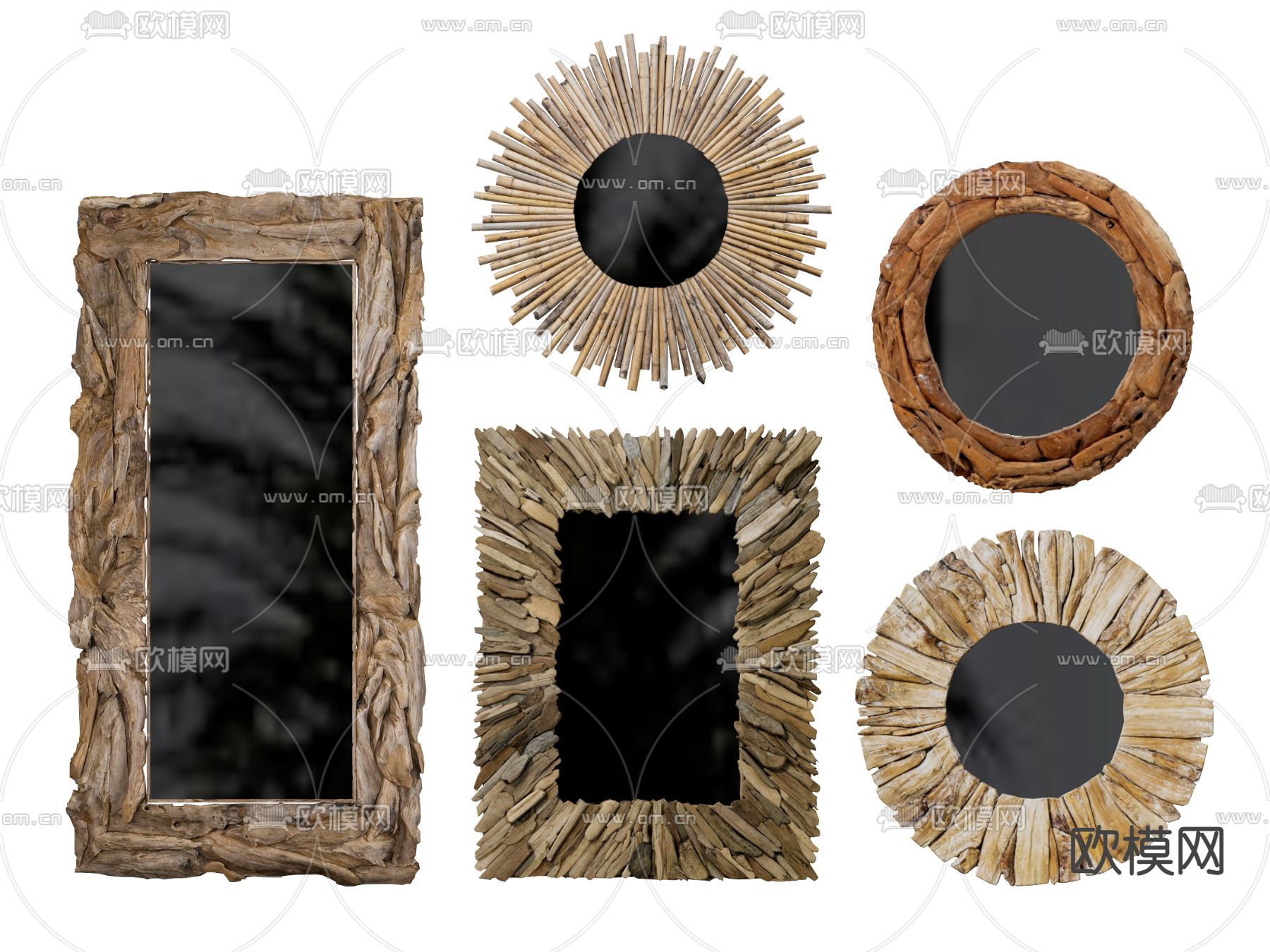 侘寂风装饰镜 镜子su模型下载