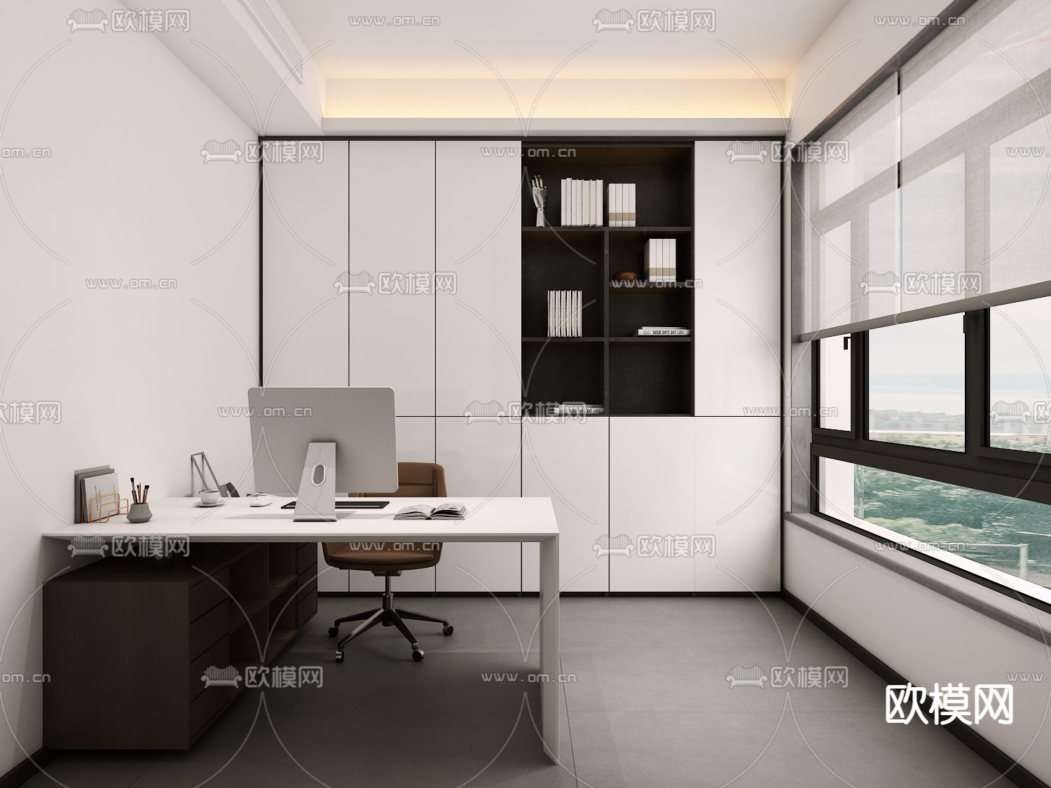 简约办公室免费3d模型下载（渲染图5）