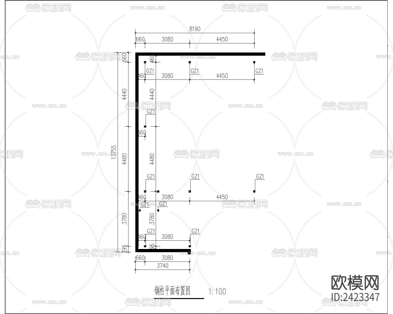 钢结构设计cad施工图下载（渲染图4）