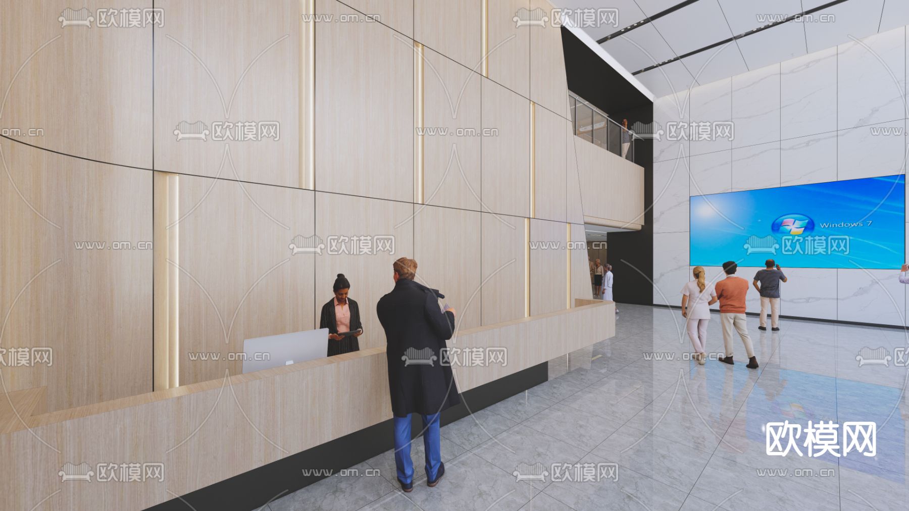 现代医院大厅su模型下载（渲染图1）