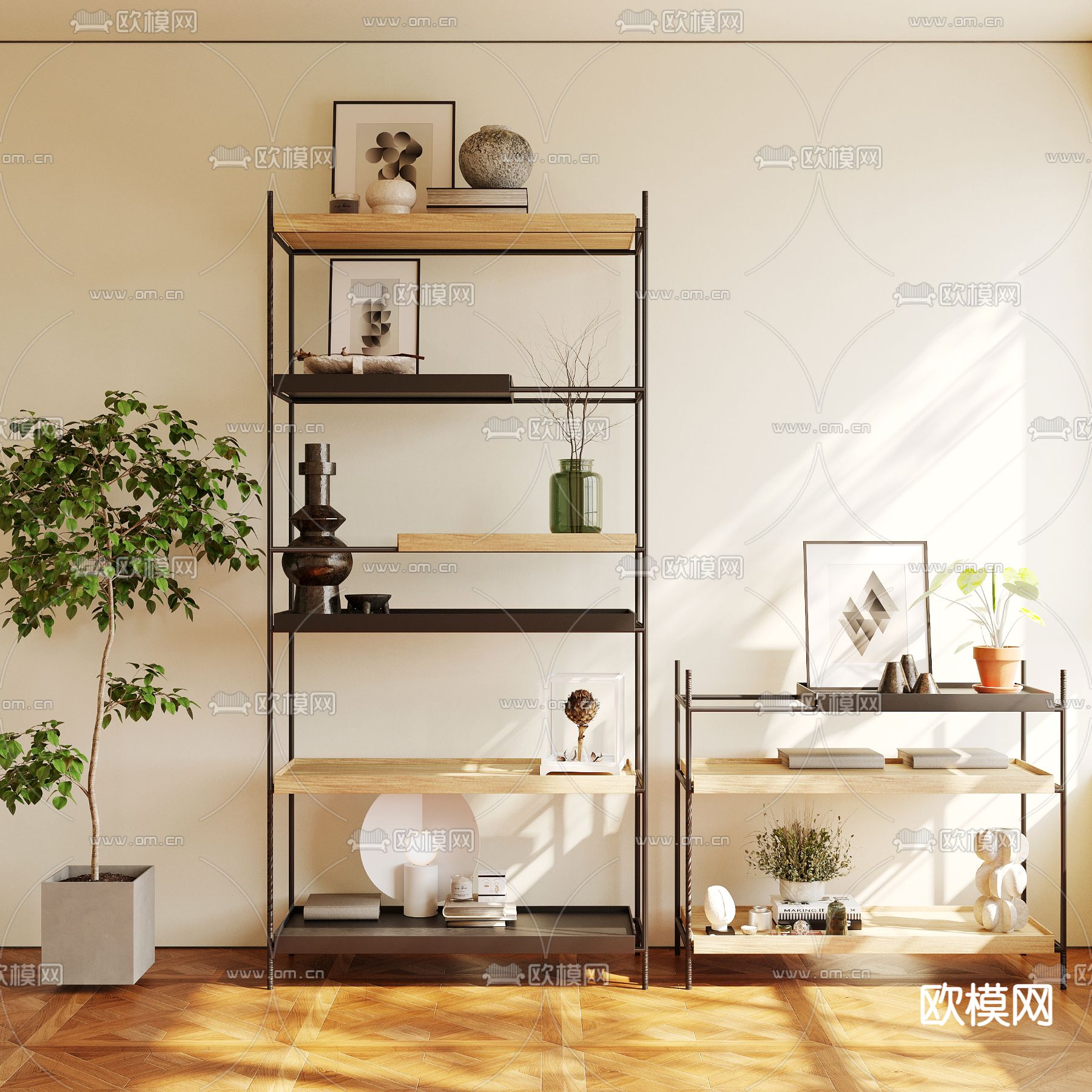 现代置物架 储物架3d模型下载_ID12247477_3dmax免费模型-欧模网