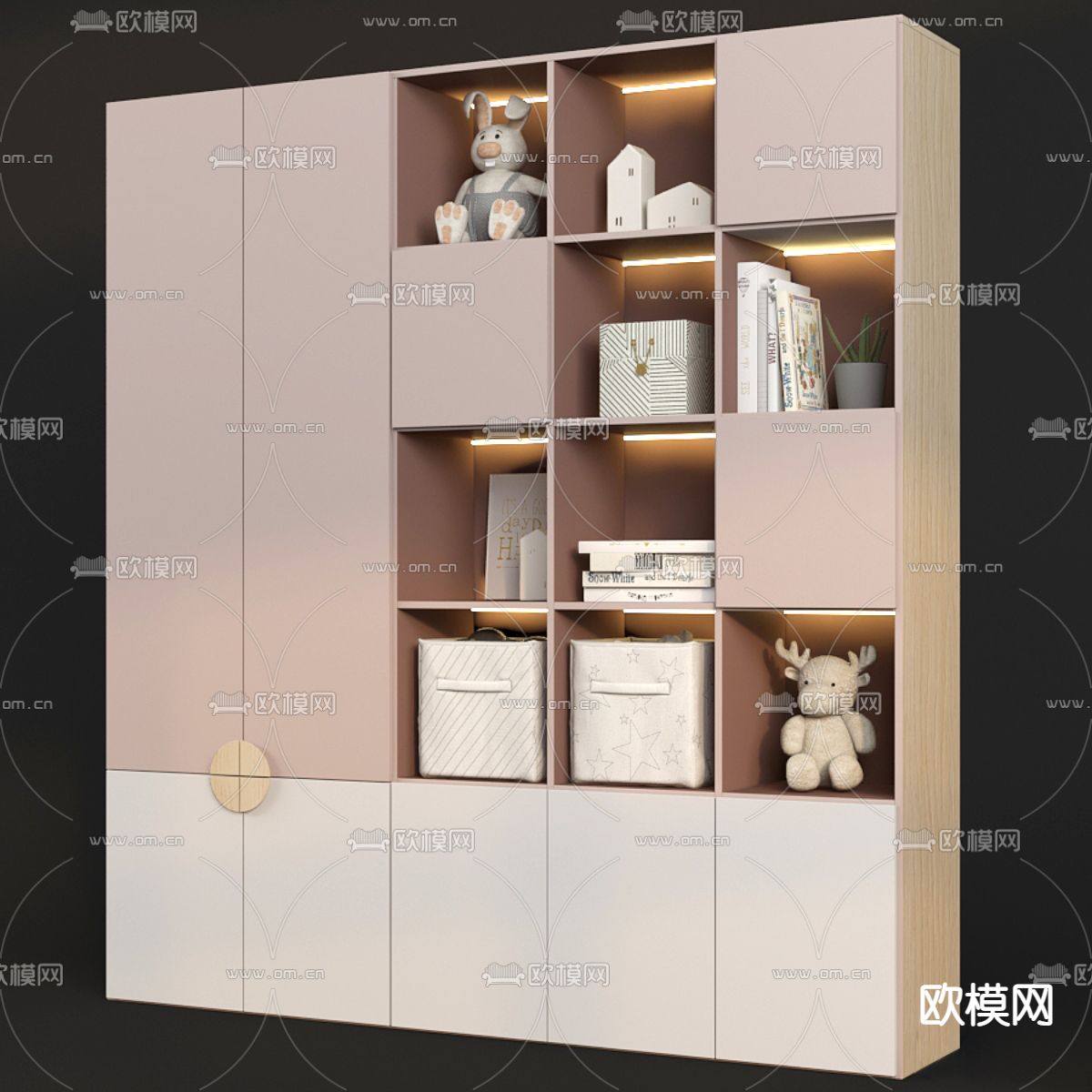 现代儿童书柜3d模型下载（渲染图2）