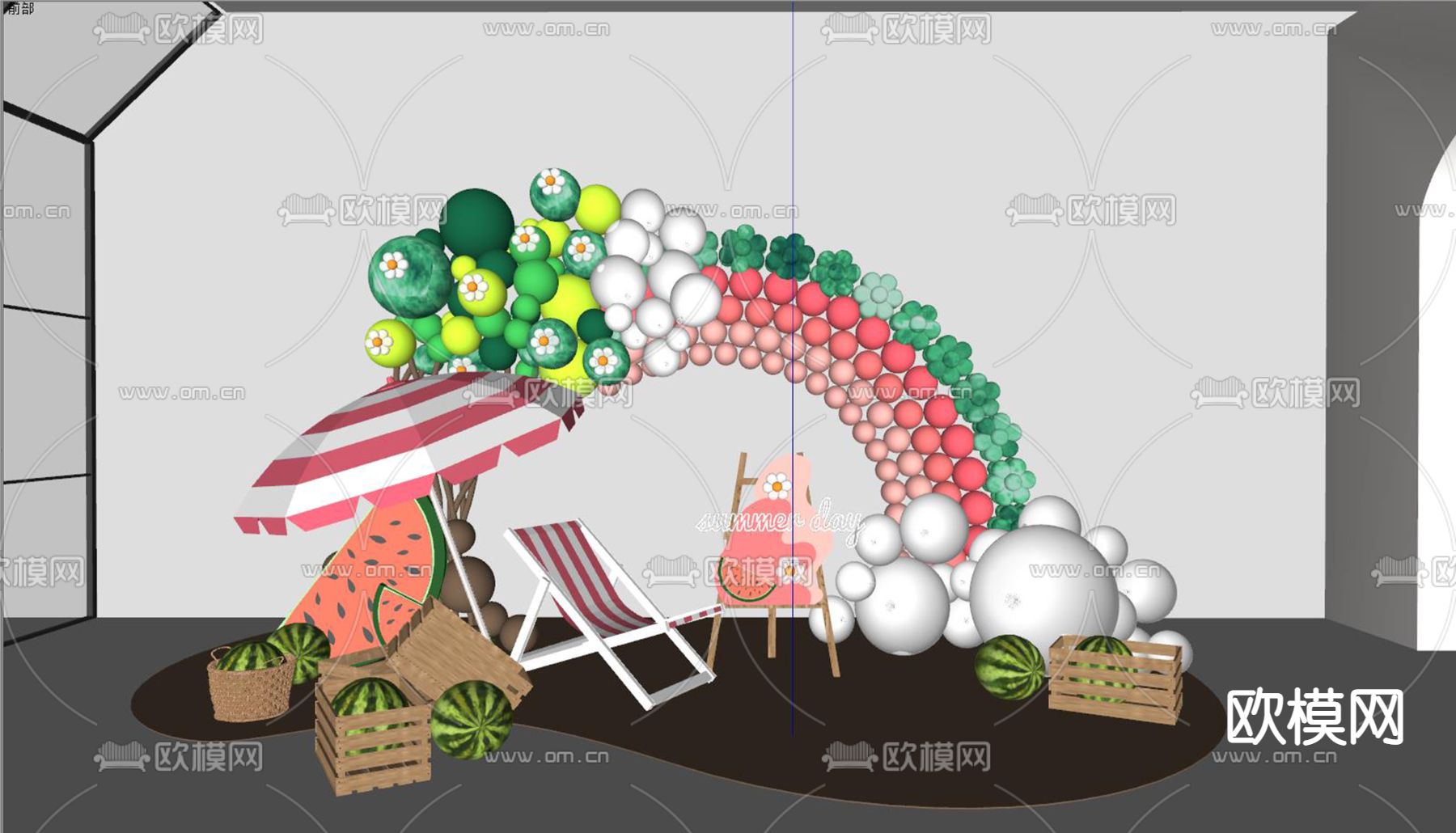 现代气球派对美陈su模型下载（渲染图2）