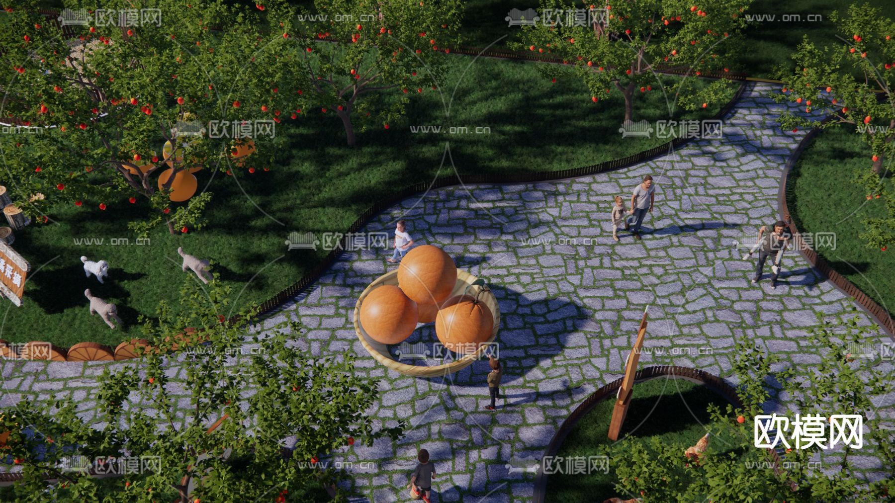 现代柑橘公园鸟瞰su模型下载（渲染图3）