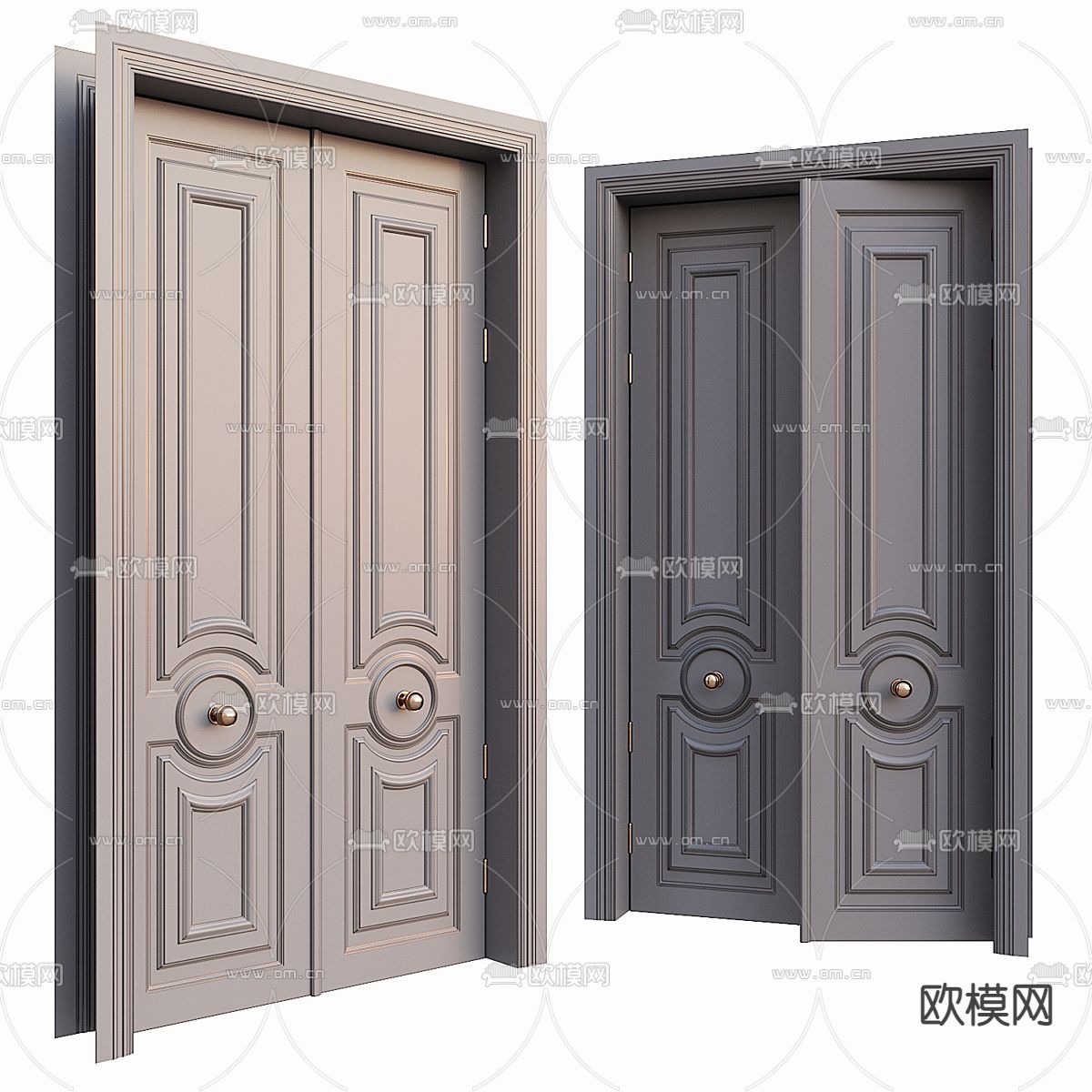 简欧入户双开门3d模型下载_ID12248751_3dmax免费模型-欧模网