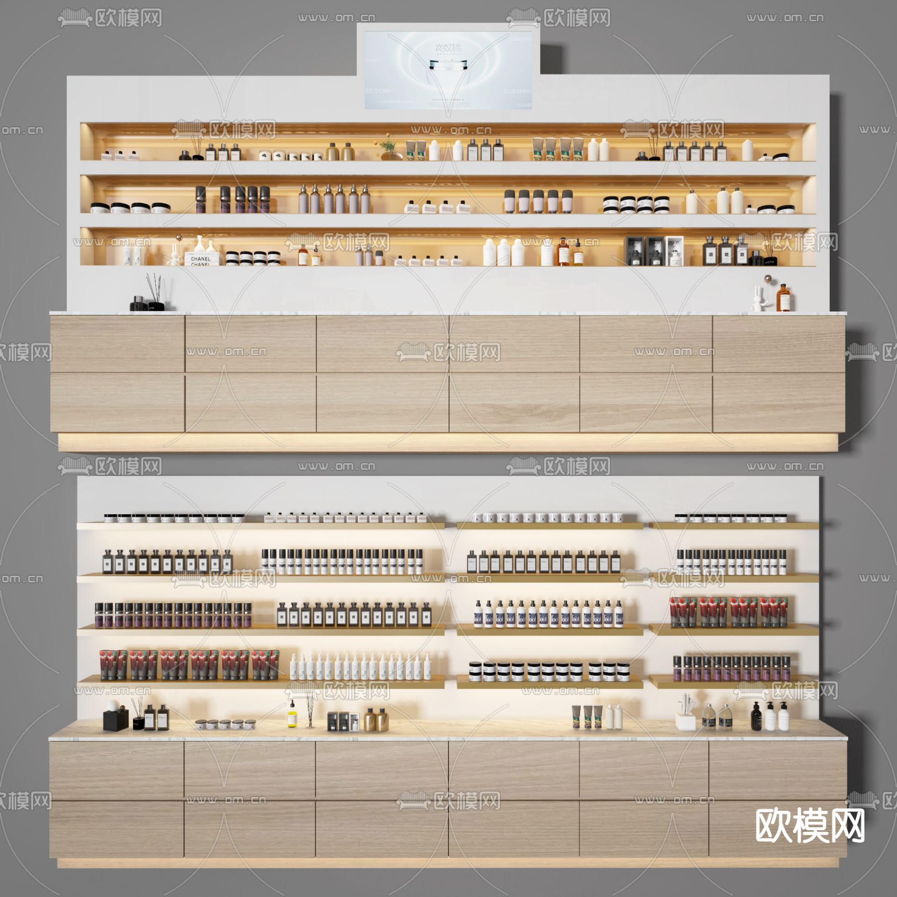 护肤品展示柜 陈列柜3d模型下载