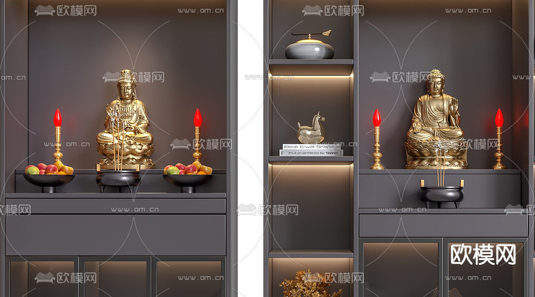 中式佛龛 神龛 神柜3d模型下载（渲染图2）