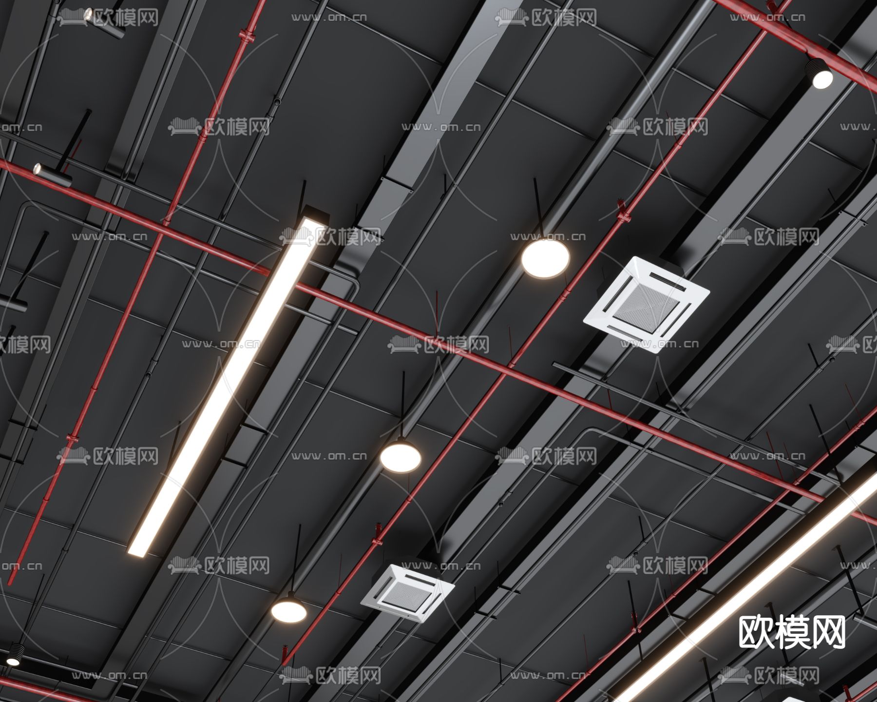 通风管道 天花吊顶3d模型