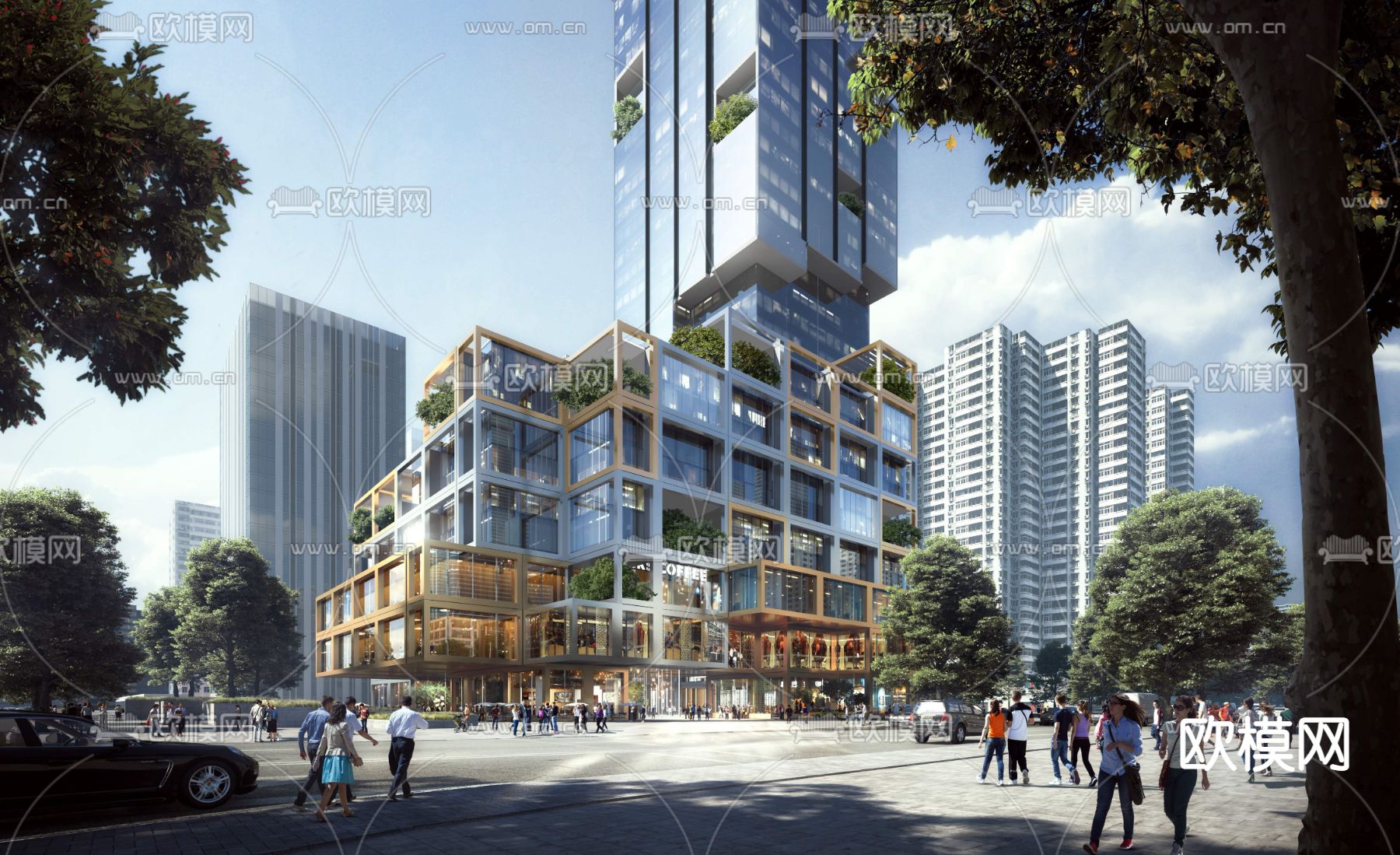 商业楼楼建筑外观3d模型下载