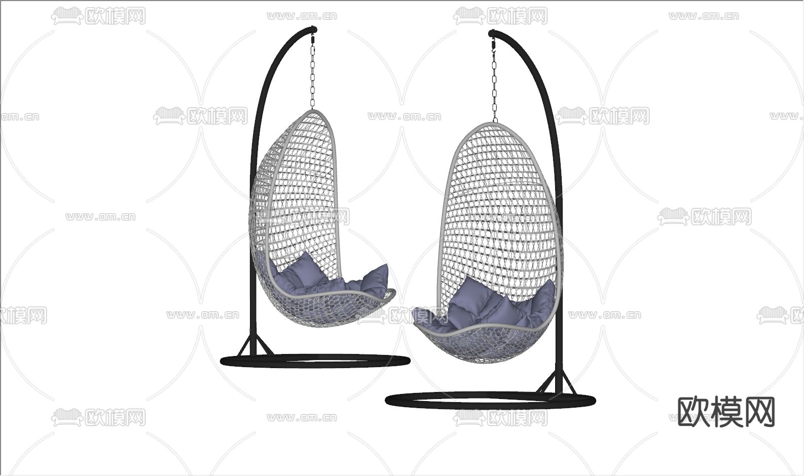 现代吊椅 秋千椅su模型下载（渲染图2）