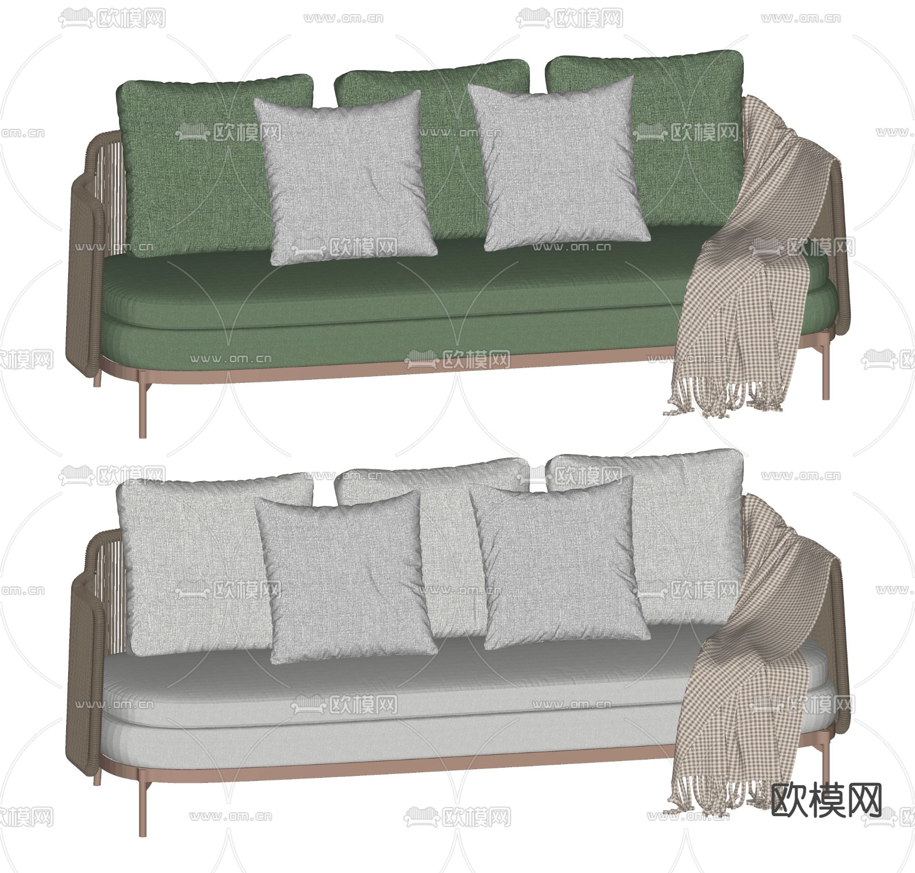 布艺户外沙发su模型下载（渲染图2）
