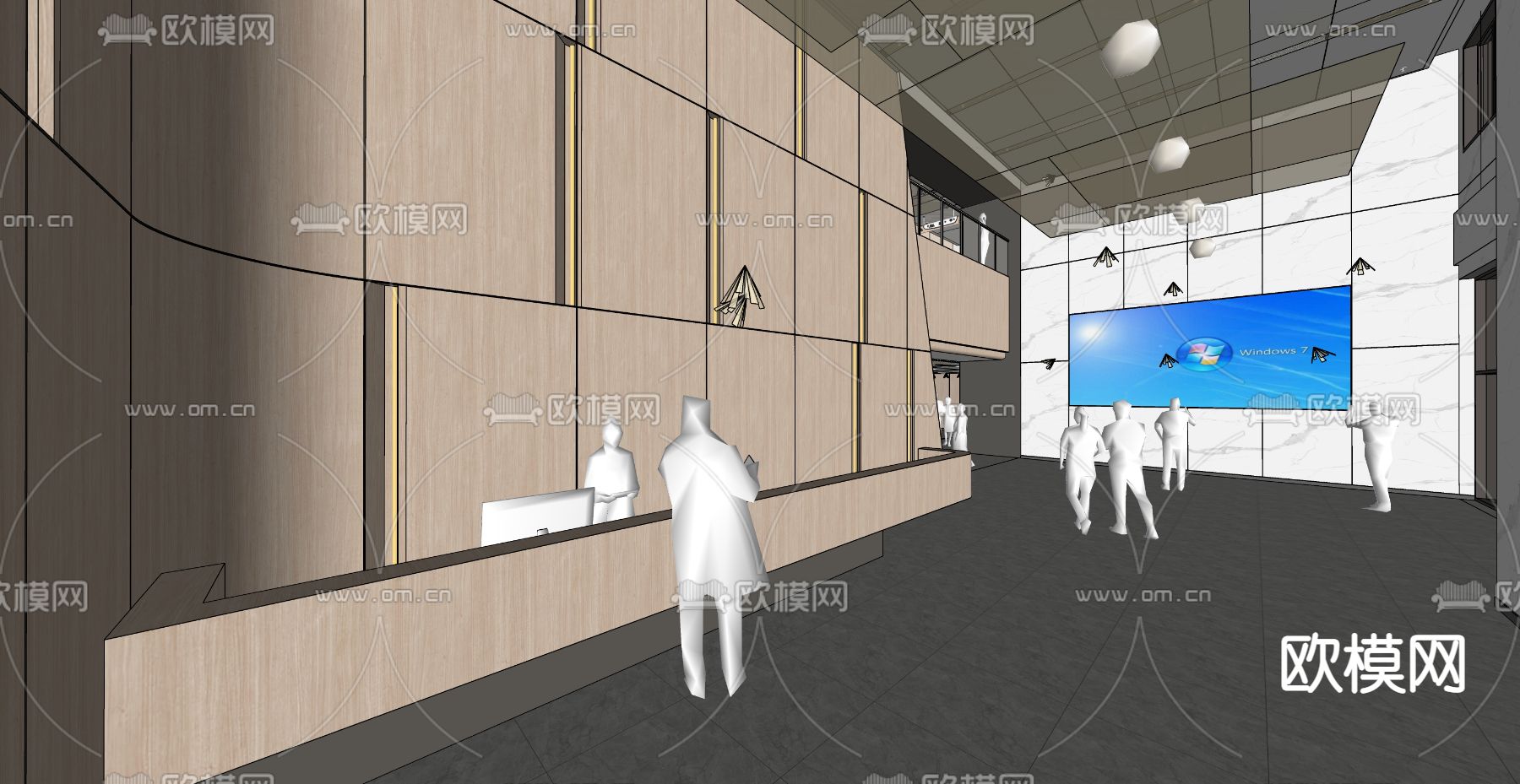 现代医院大厅su模型下载（渲染图2）