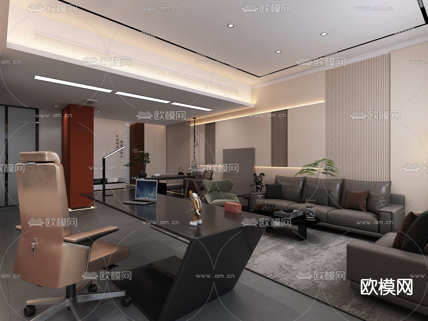 简约办公室免费3d模型下载（渲染图3）