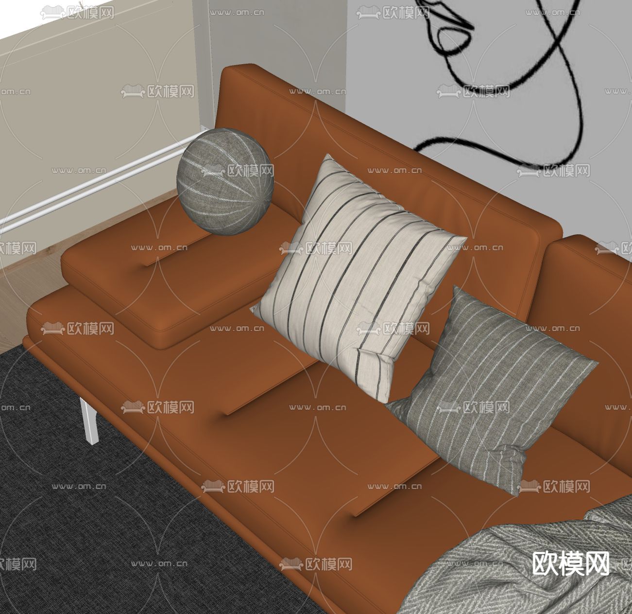 抱枕 靠枕 枕头su模型下载（渲染图2）