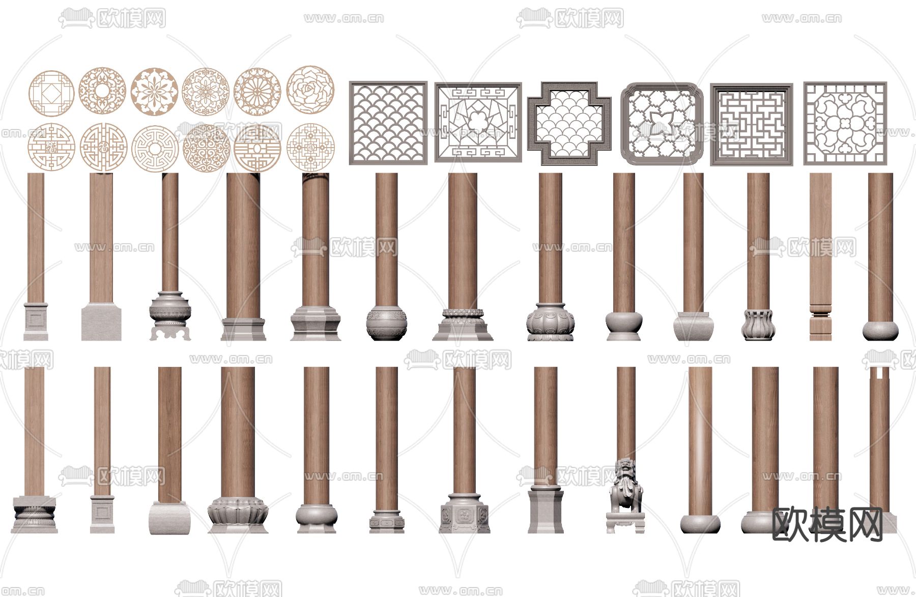 柱础 柱子 石鼓su模型