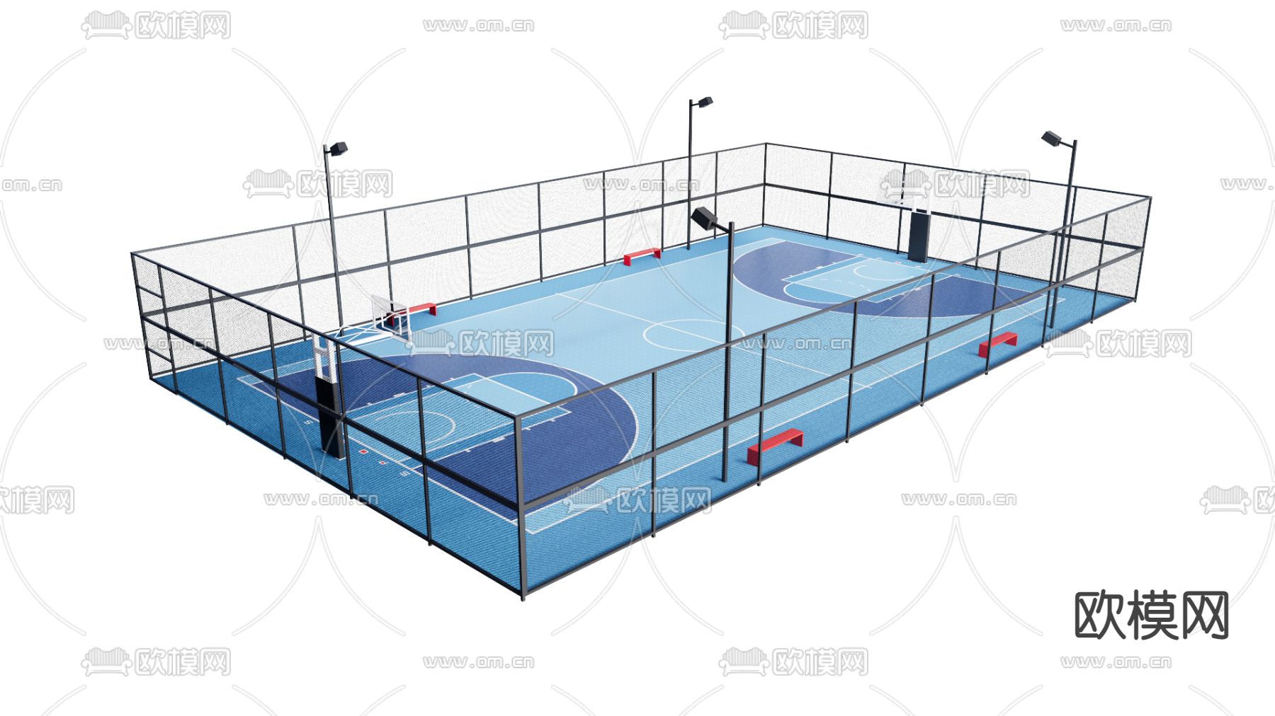 现代篮球场su模型下载（渲染图1）