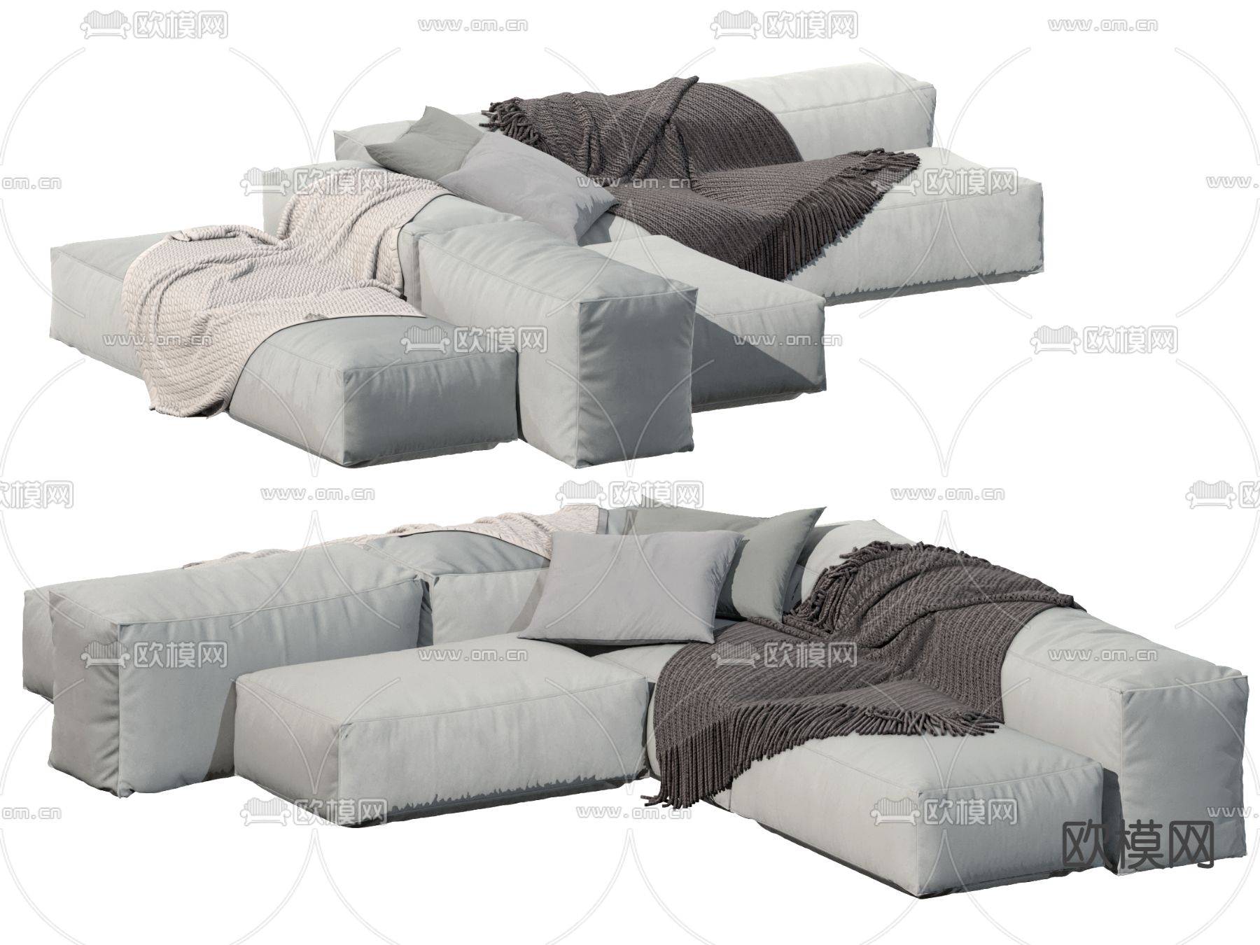 B&B方块沙发 拼接沙发su模型下载