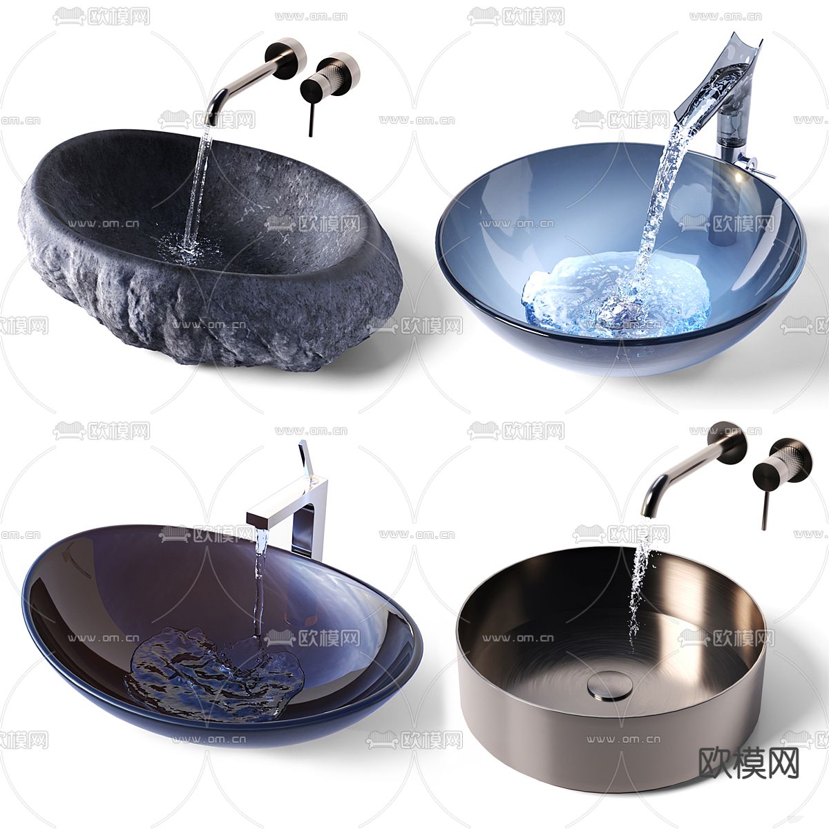 现代洗手台 台盆3d模型下载（渲染图1）
