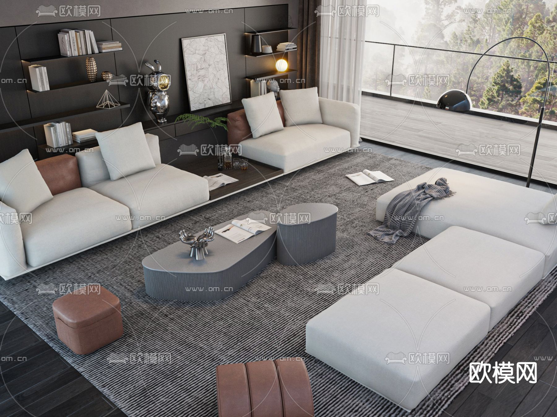 现代组合沙发3d模型下载