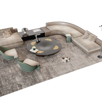  Minotti 转角组合沙发su模型 