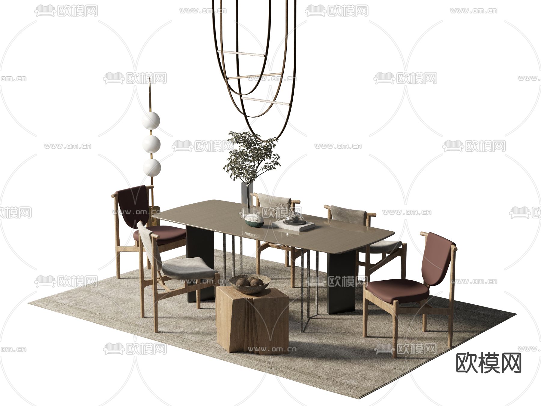 现代餐桌椅3d模型下载