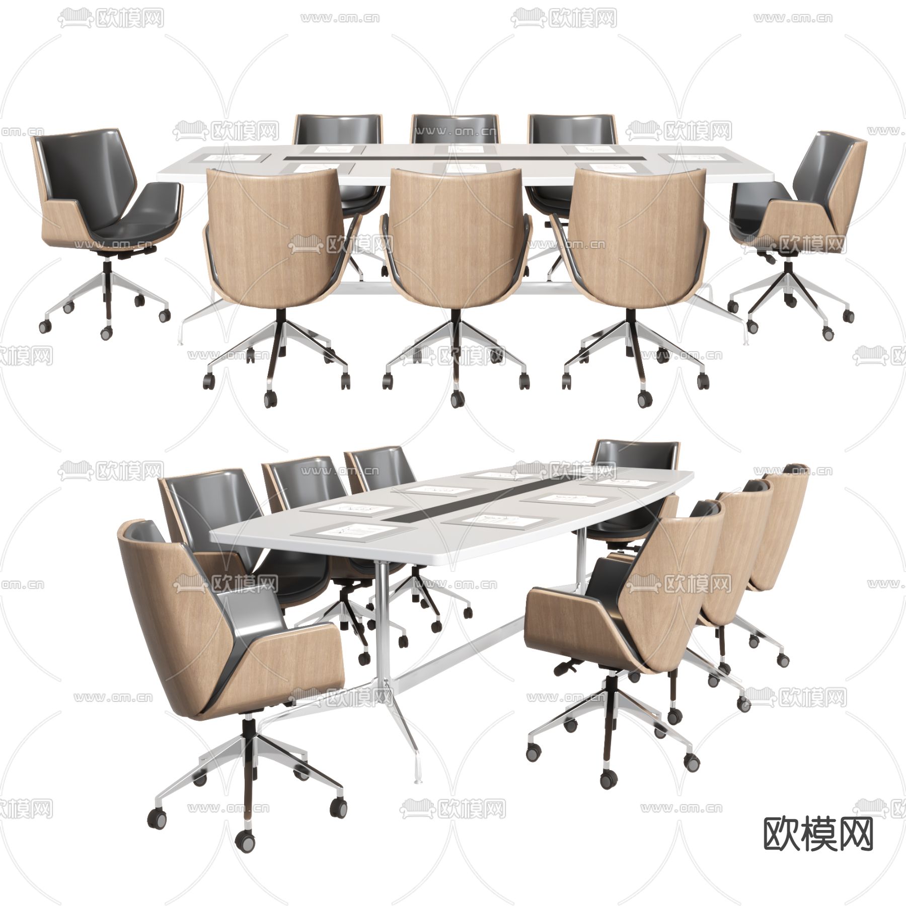 现代会议桌椅3d模型