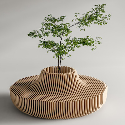 户外景观座椅 树池su模型