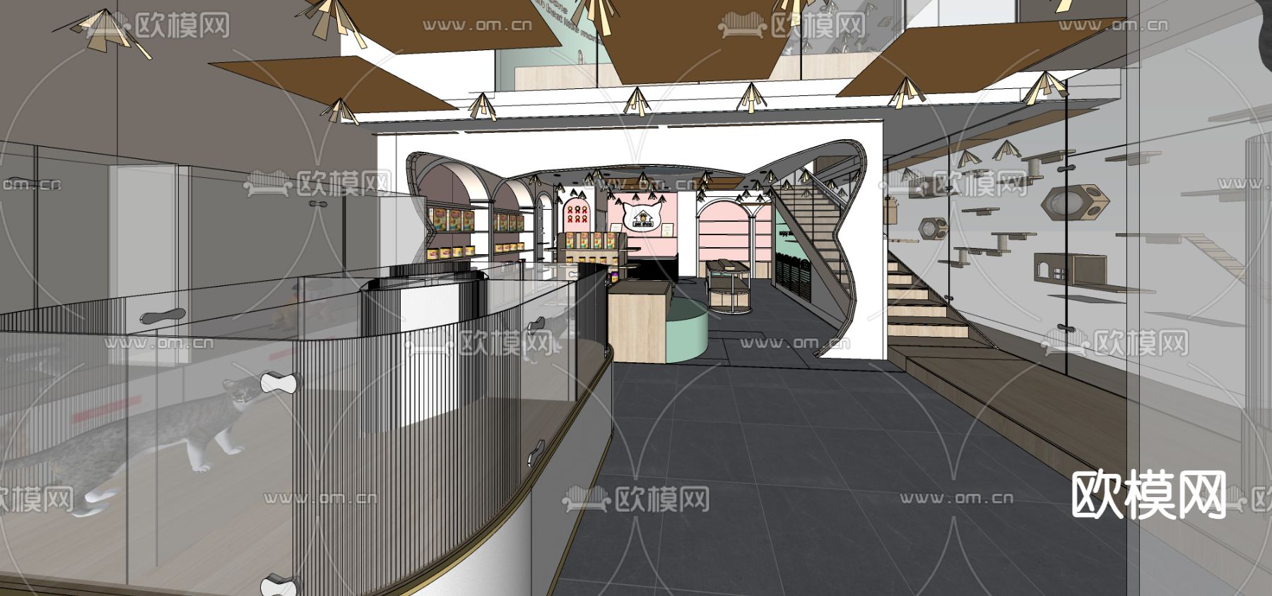 现代宠物店su模型