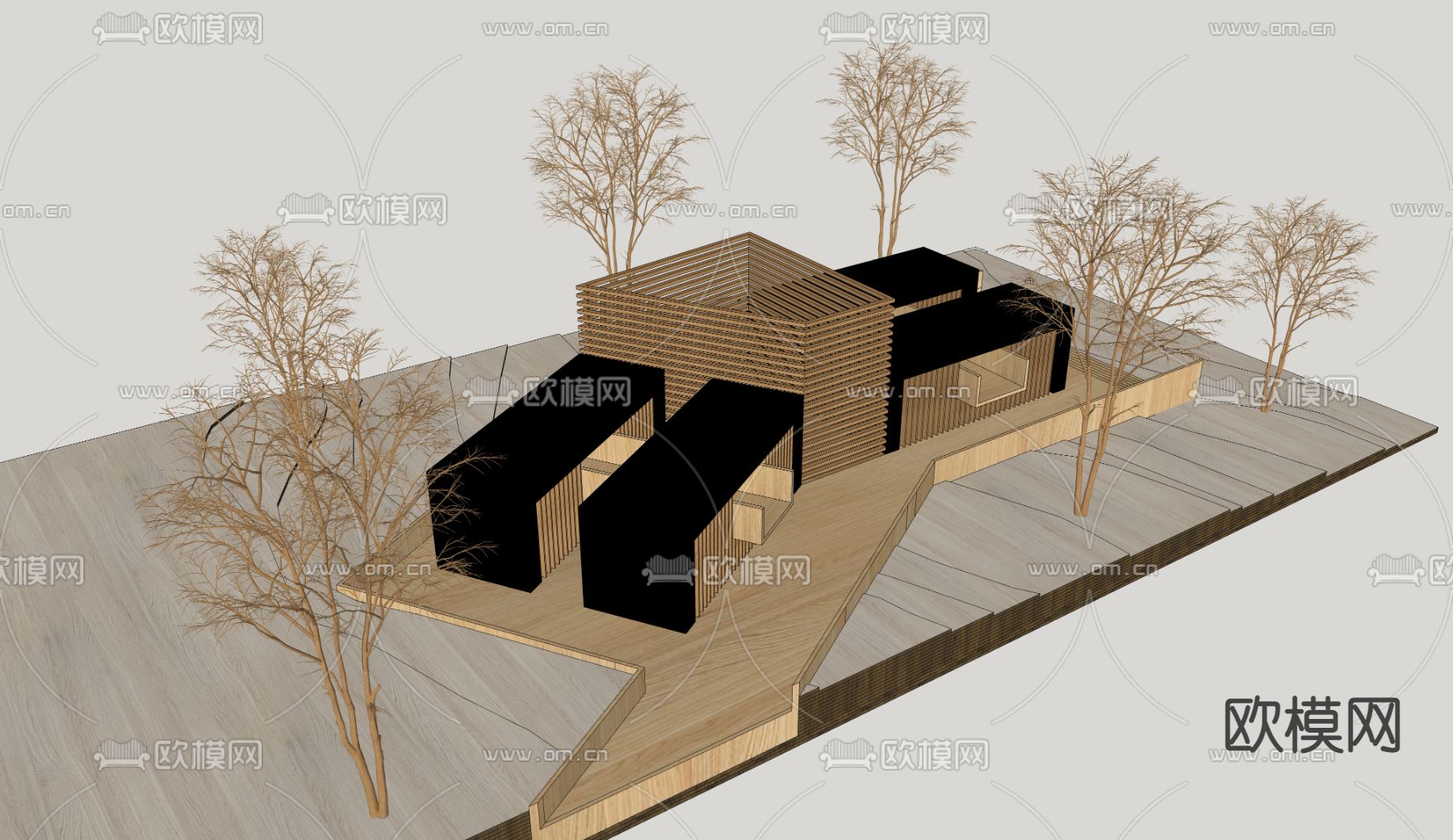 木屋手工雕塑 木雕雕塑su模型下载（渲染图3）