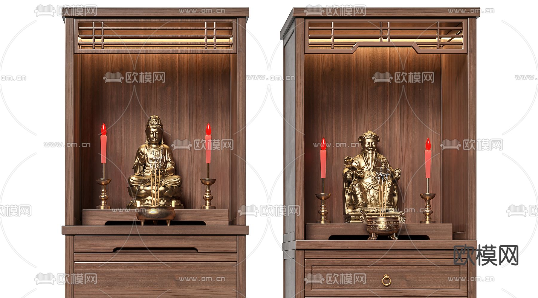 新中式佛龛 神龛 神柜3d模型下载（渲染图2）