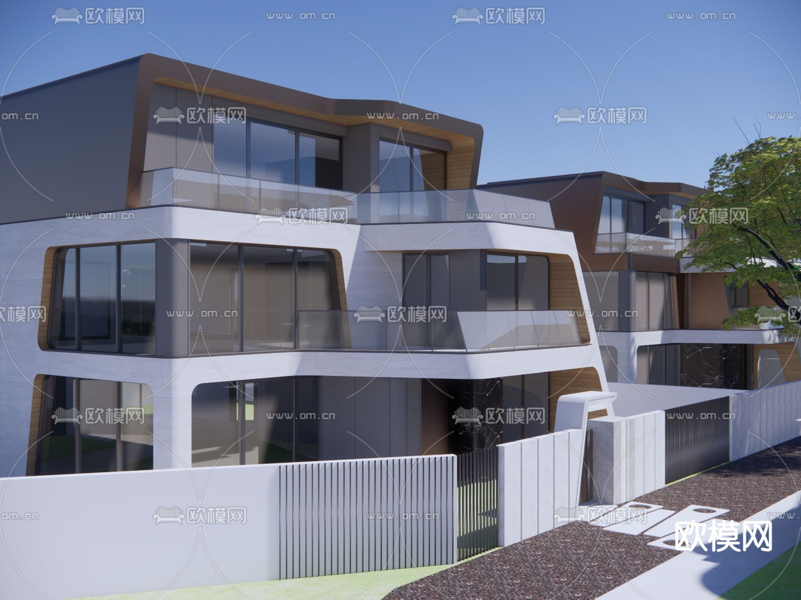 联排别墅su模型下载（渲染图4）