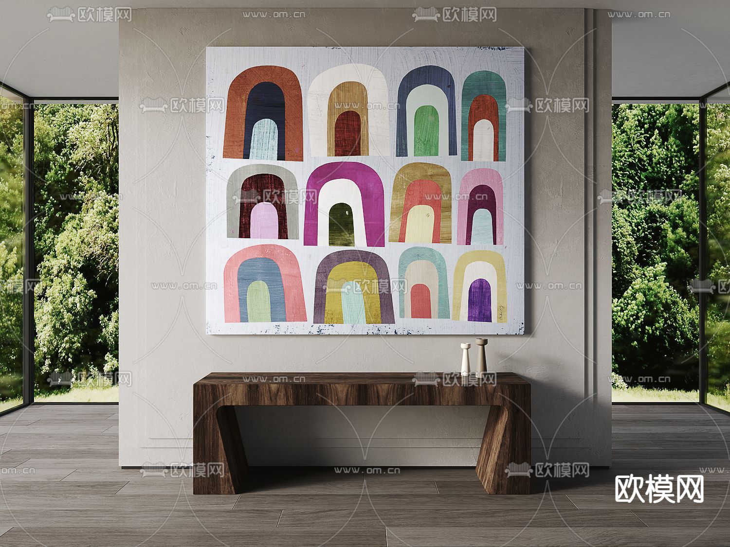 侘寂风 抽象挂画 装饰画su模型