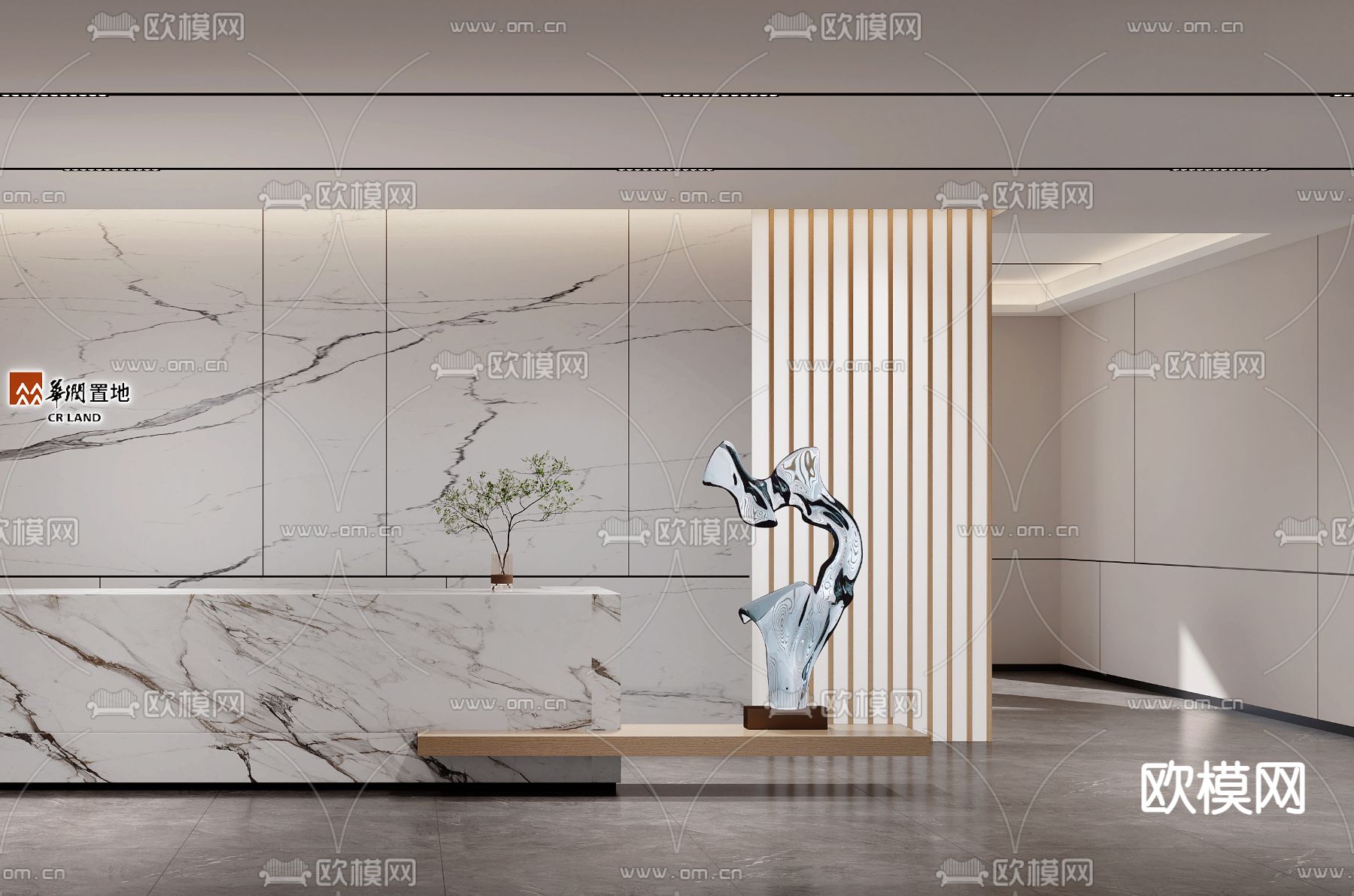 办公室前台 接待台3d模型下载（渲染图3）