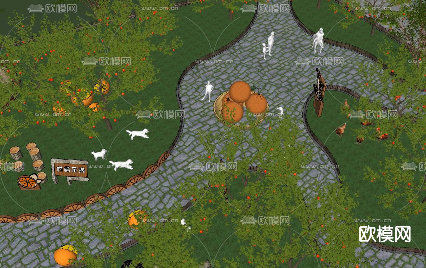 现代柑橘公园鸟瞰su模型下载（渲染图2）