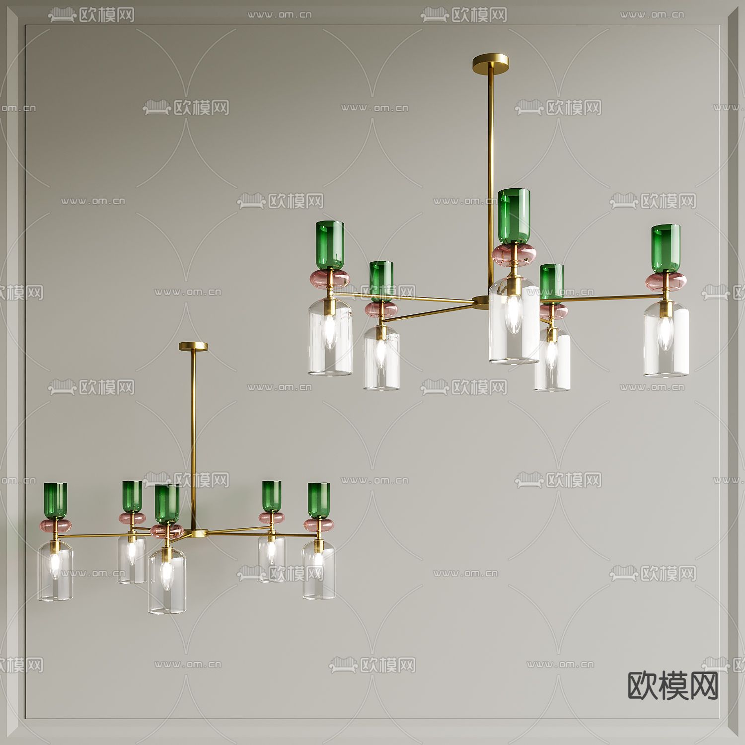 轻奢多头吊灯su模型下载（渲染图1）