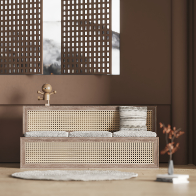  侘寂风户外长椅 椅子su模型 