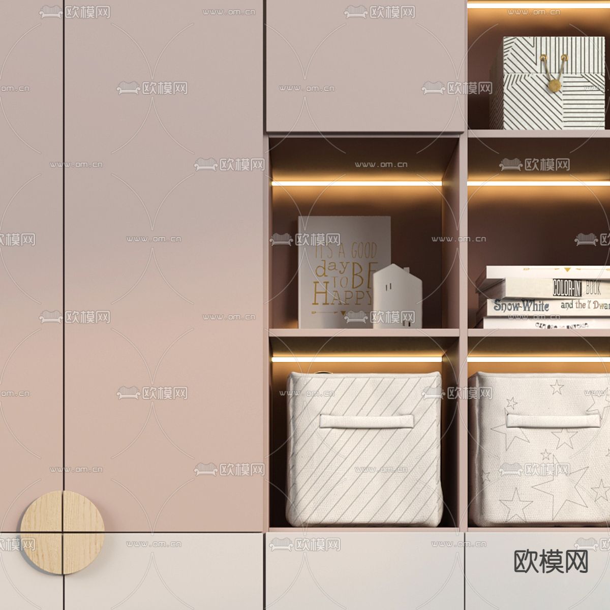 现代儿童书柜3d模型下载（渲染图4）